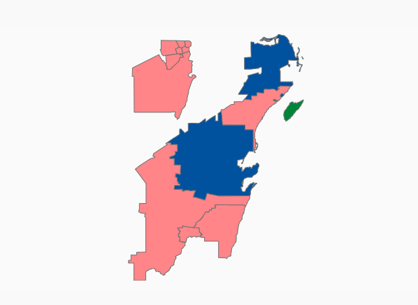 Morena aventaja en 11 de 15 distritos electorales en Quintana Roo - mapa-distritos-electorales-quintana-roo