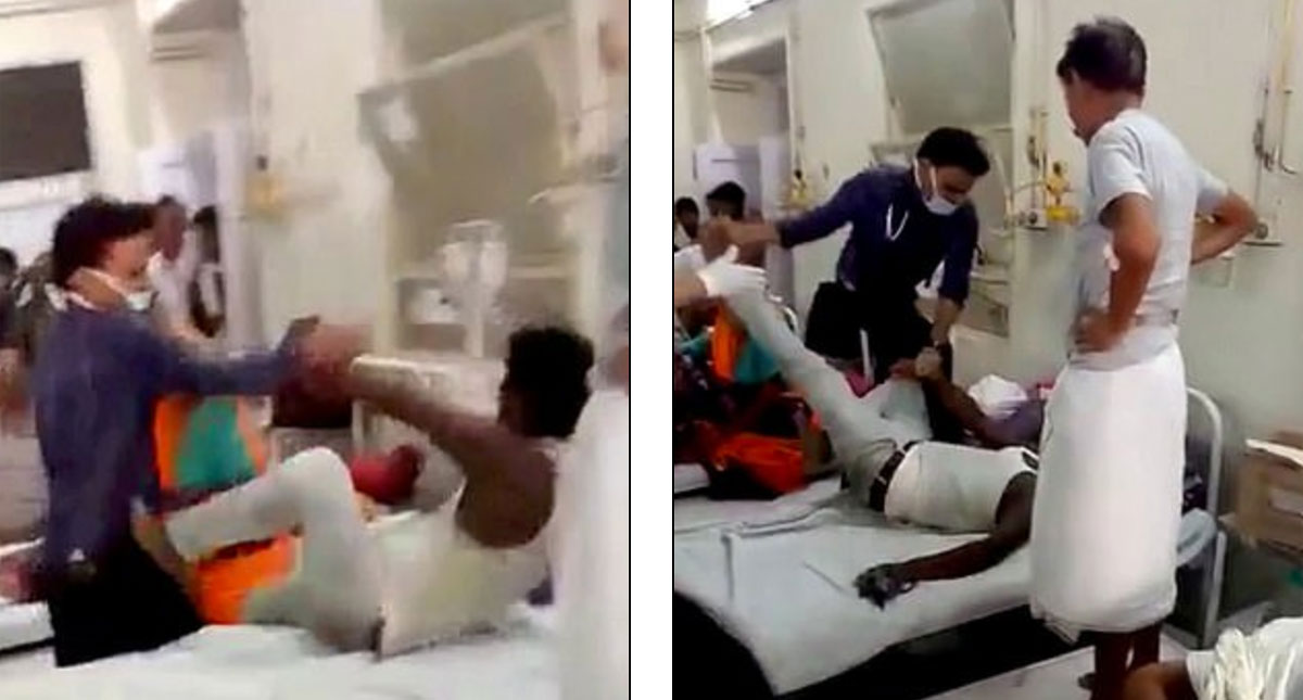 #Video Médico golpea en el rostro a paciente tendido en una camilla