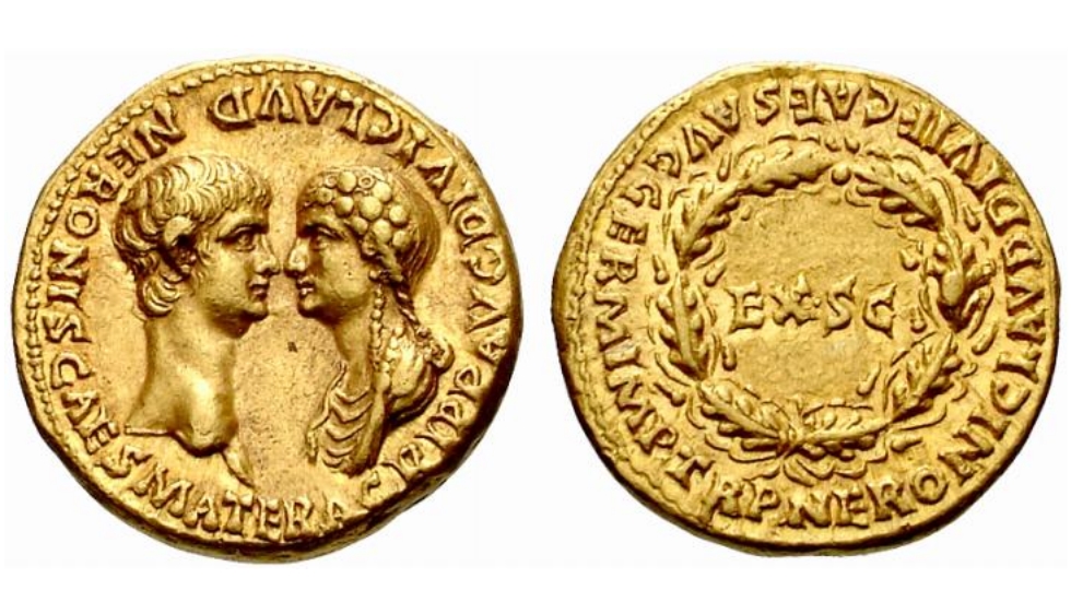 ¿Nerón tocaba la lira mientras Roma se incendiaba? - moneda-neron-agripina