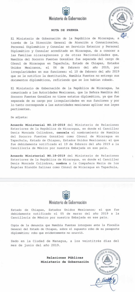 Nicaragua cesó a ex cónsul detenida en Oaxaca en febrero - nicaragua-ex-consul-gobierno