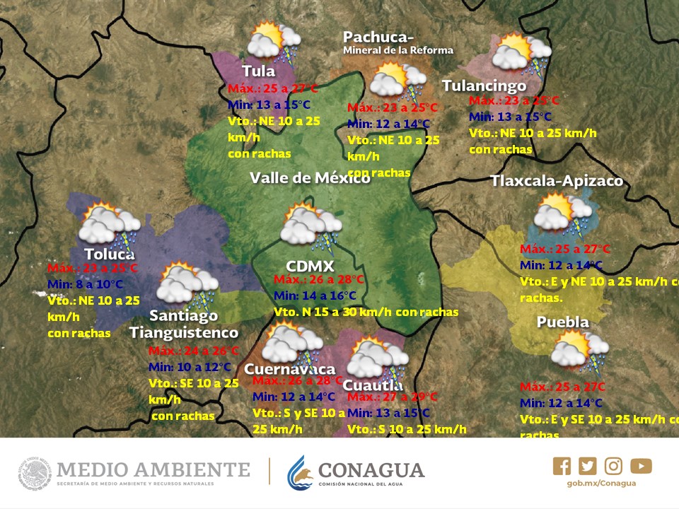 Se esperan cielo nublado y lluvias fuertes en el Valle de México - pronostico-del-tiempo-valle-de-mexico