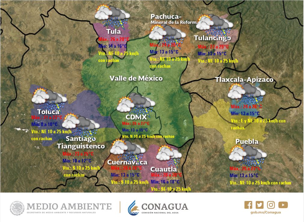 Lluvias fuertes a intensas afectarán varios estados del país - pronostico-del-tiempo-vdm-domingo-23