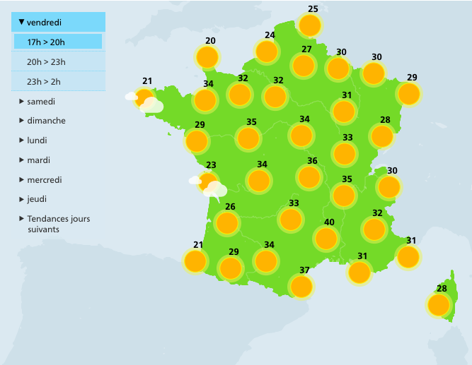 Francia vuelve a romper su récord de temperatura, alcanza 45 grados - pronostico-temperaturas-viernes