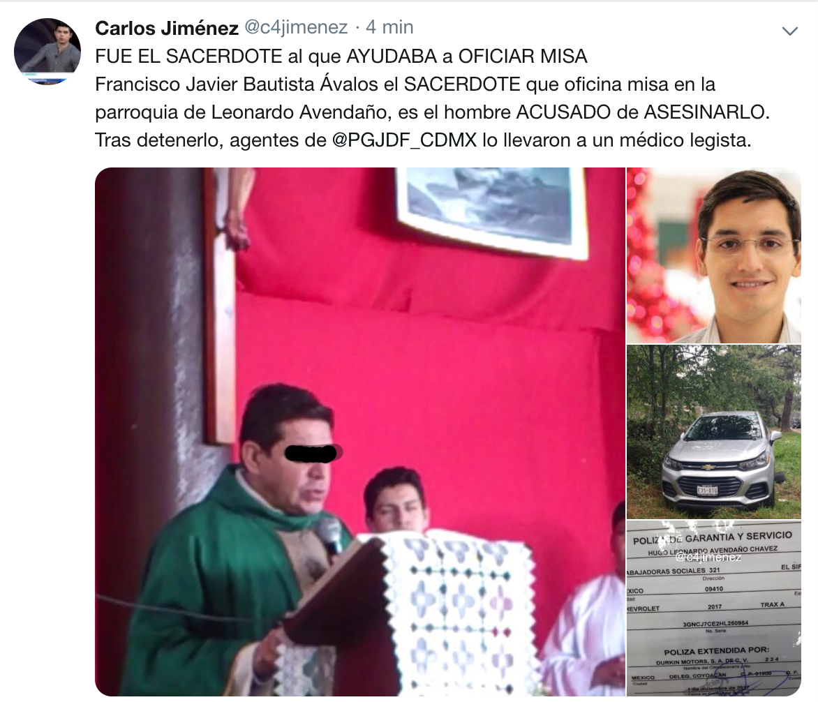 Detienen al presunto homicida del joven Leonardo Avendaño - sacerdote