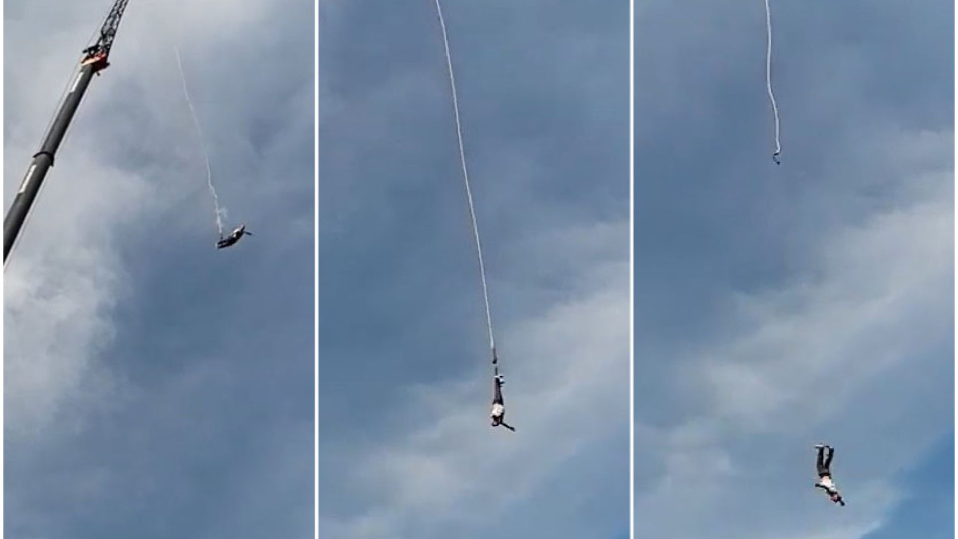 #Video Cuerda de bungee se zafa, hombre sobrevive a caída
