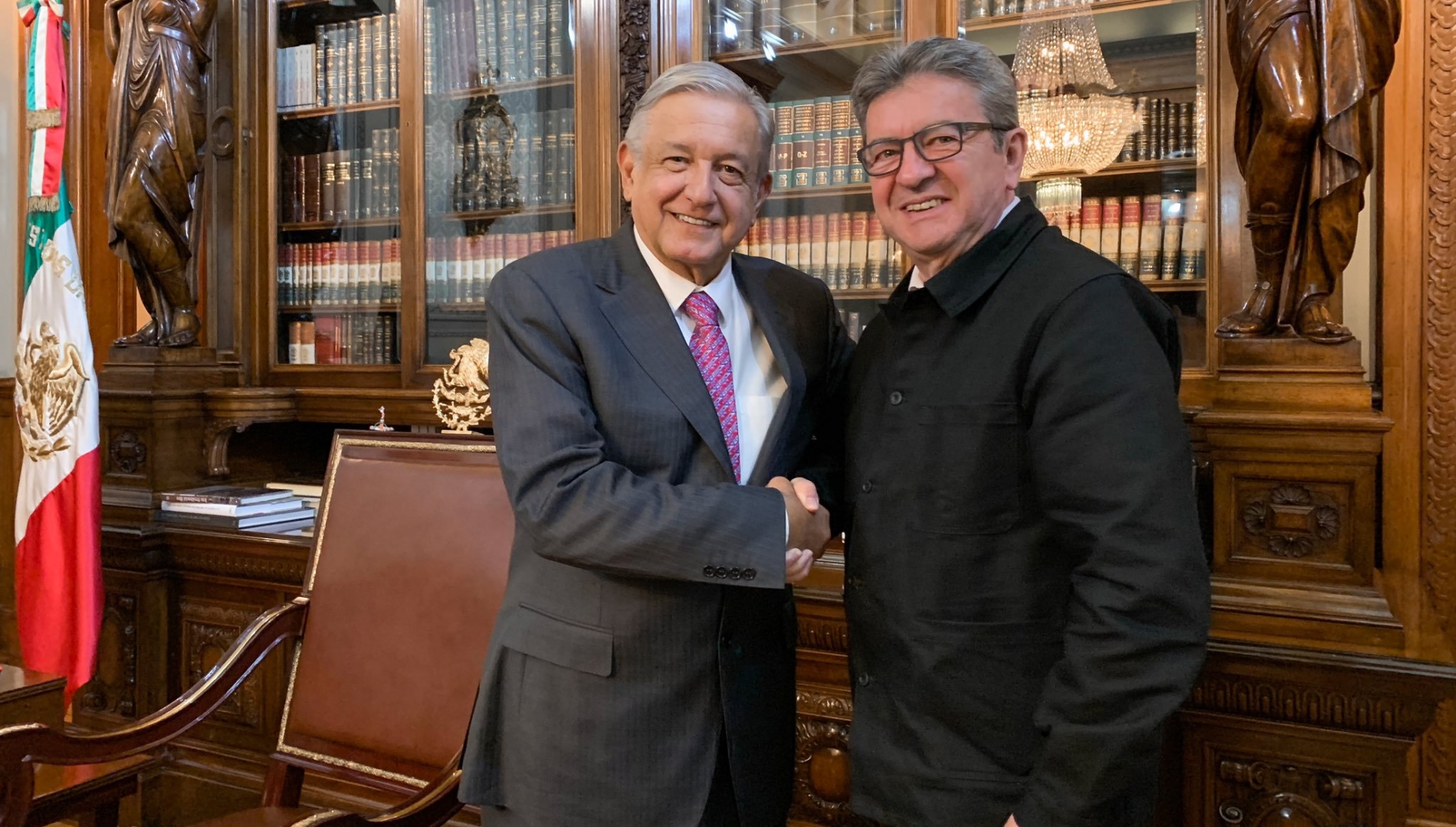 López Obrador se reunió con Jean-Luc Mélenchon en Palacio Nacional