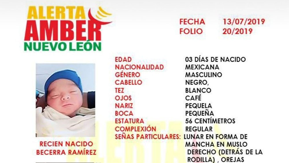 Localizan a bebé sustraído de hospital en Nuevo León