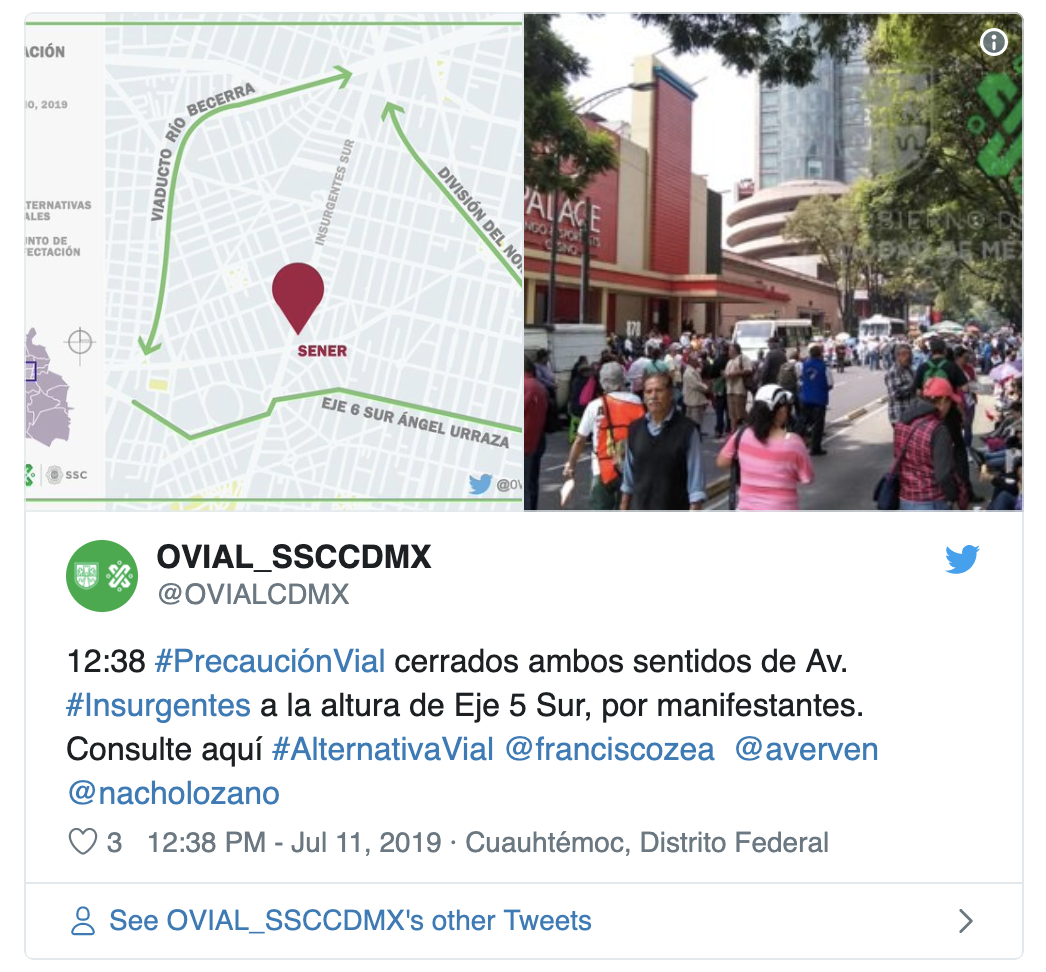 Integrantes del SME liberan Avenida Insurgentes frente a la Sener - captura-de-pantalla-2019-07-11-a-las-135700