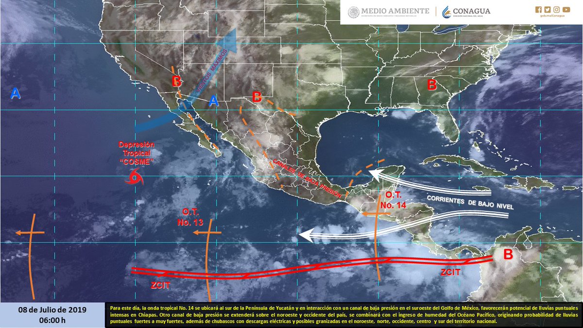 Cosme se degrada a depresión tropical