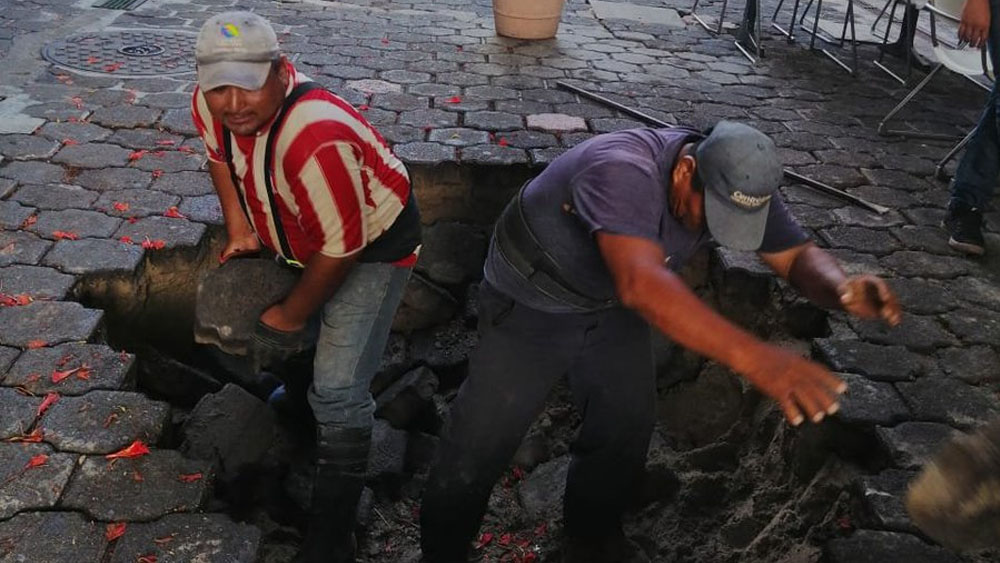 Lluvias dejan hundimientos y árboles caídos en Villahermosa