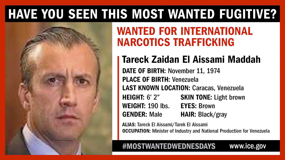 Ministro venezolano Tareck El Aissami en lista de más buscados del ICE