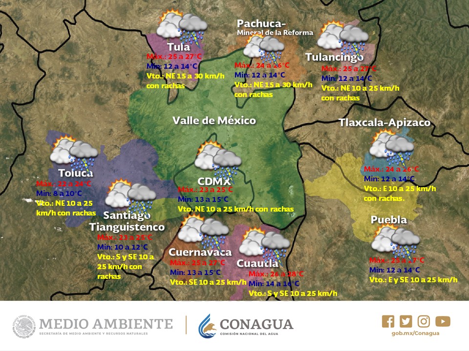 Amanecen con lluvia 11 alcaldías de la Ciudad de México - lluvia-valle-de-mexico