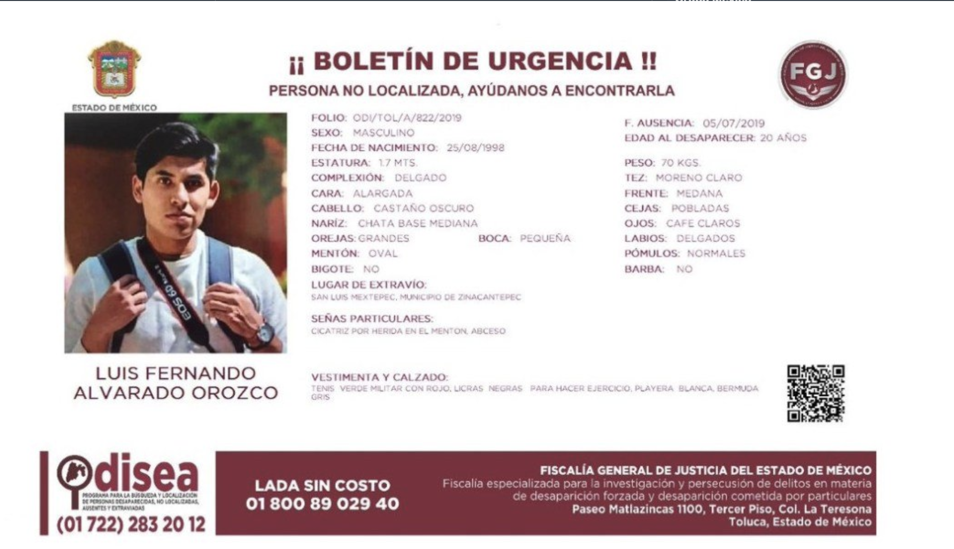 Desaparece Luis Fernando Alvarado, estudiante de Contaduría de la UAEM - luis-fernando-alvarado-uaem