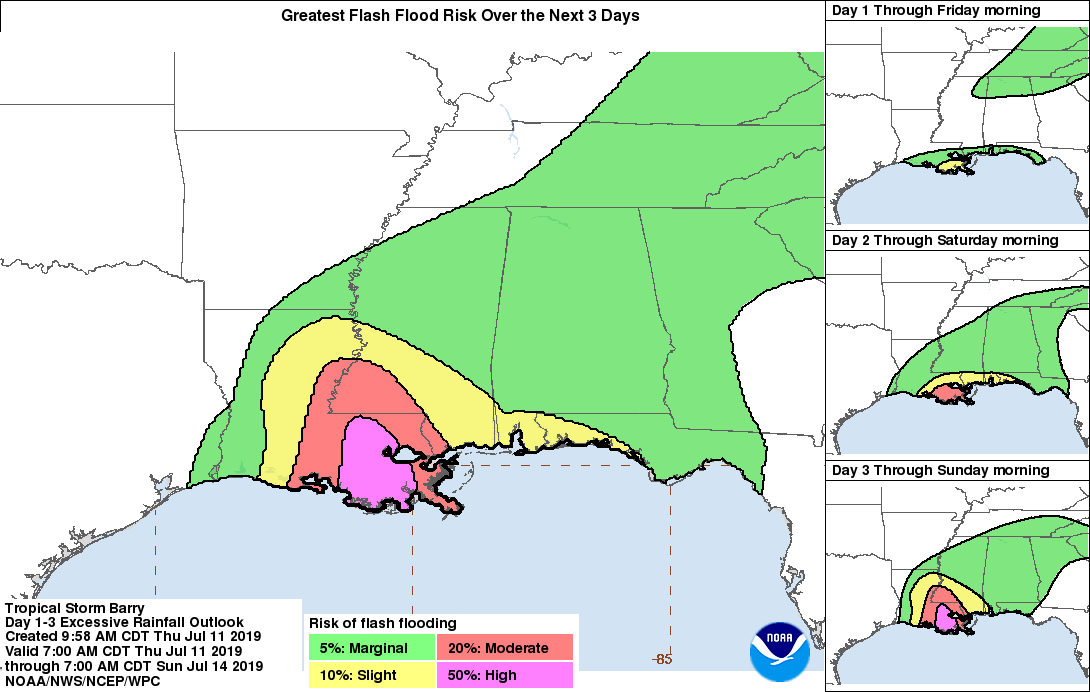 Se forma la tormenta tropical 'Barry' en el Golfo de México - pronostico-de-inundaciones-por-barry