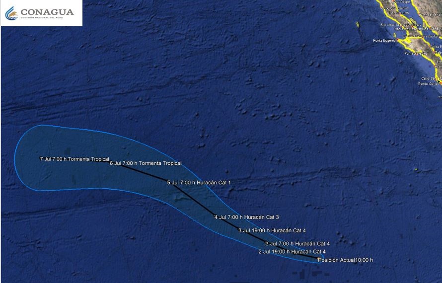 'Bárbara' escala a huracán categoría 4 - trayectoria-del-huracan-barbara-hasta-el-7-de-julio
