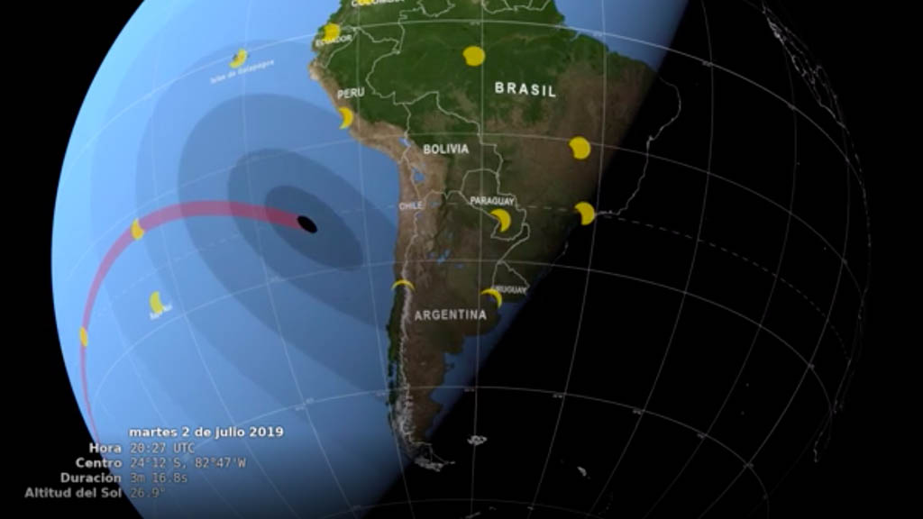 Así será la trayectoria del eclipse solar de Sudamérica