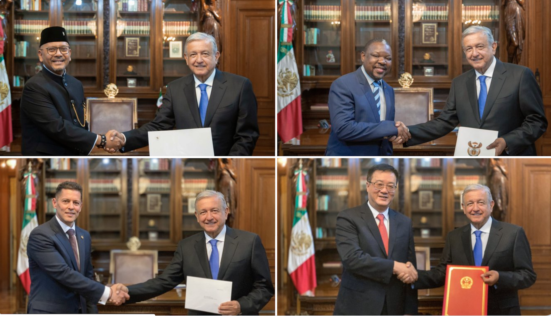 López Obrador recibe cartas credenciales de nuevos embajadores en México