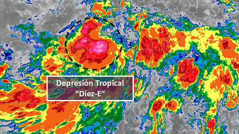 Se forma depresión tropical 10-E en costas de Jalisco y Colima