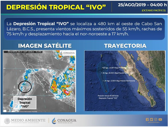 Ivo se degrada a depresión tropical - depresion-tropical-ivo