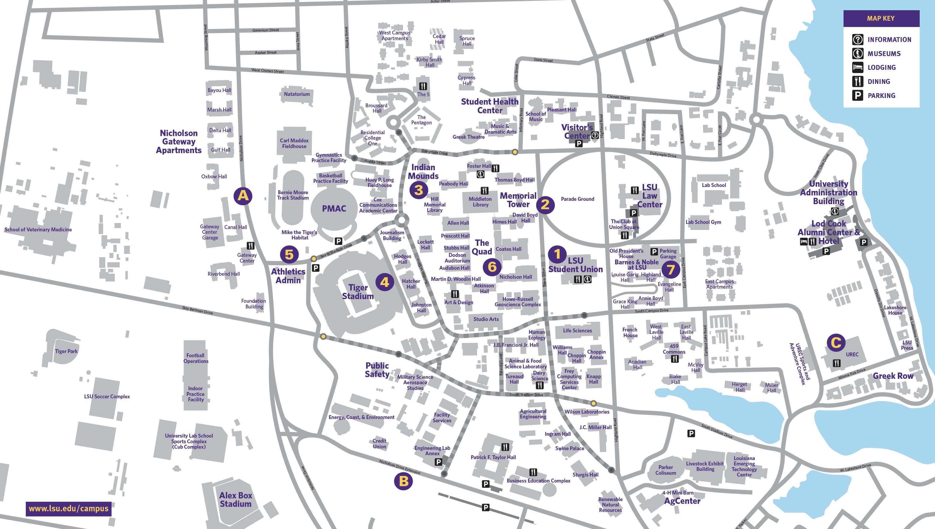 LSU descarta amenazas tras presunto ingreso de sujeto armado al campus - mapa-del-lsu