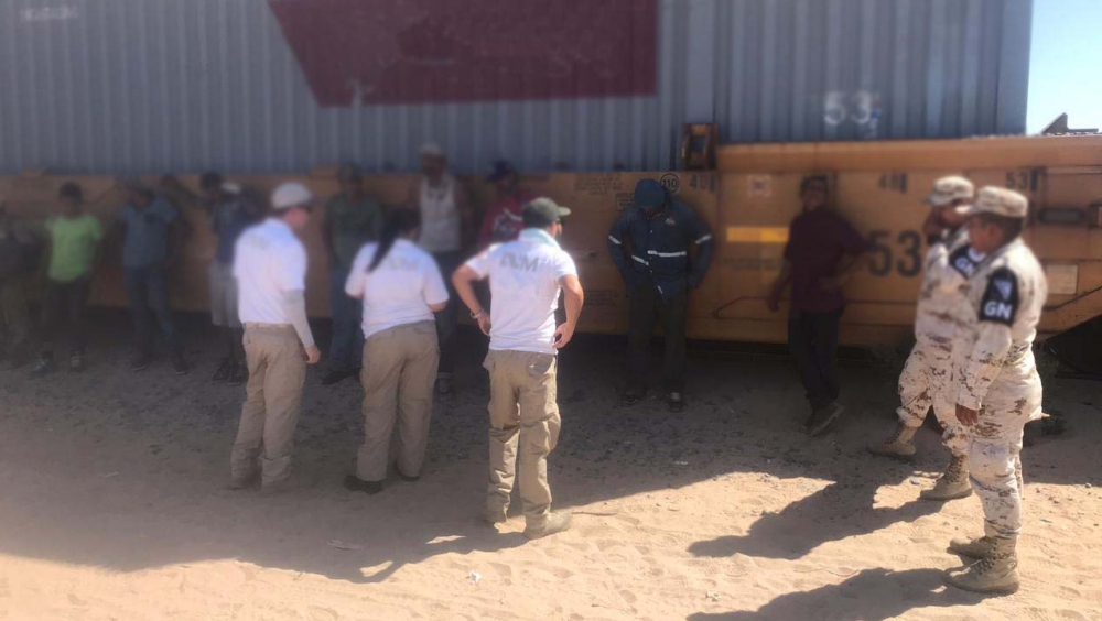 Aseguran a 78 migrantes en tren de carga en Sonora