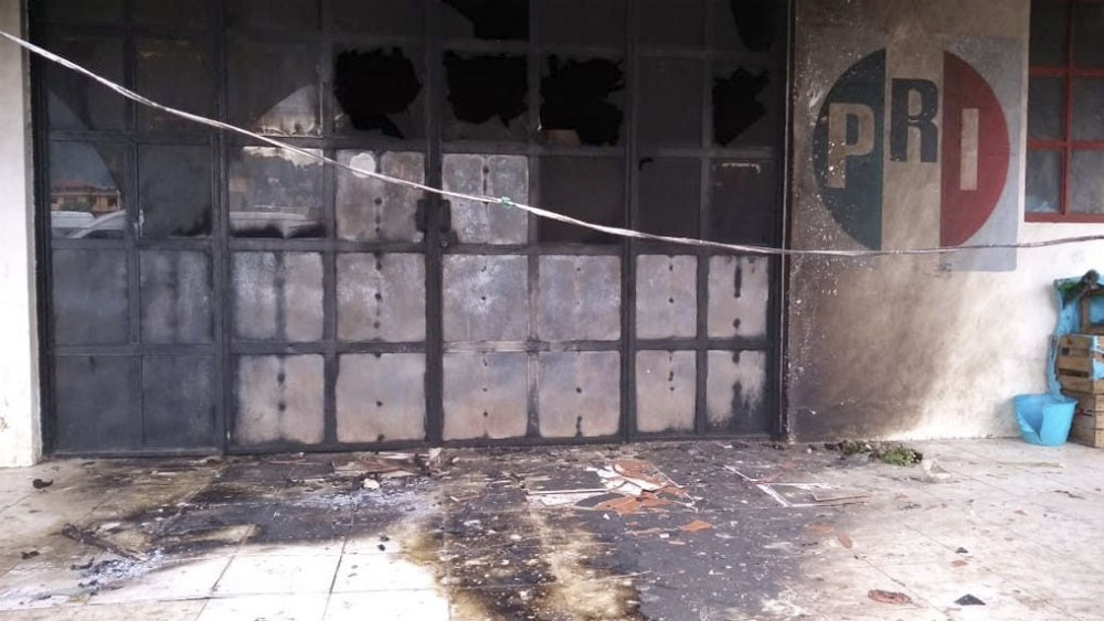 Vandalizan oficinas de comité del PRI en Chiapas
