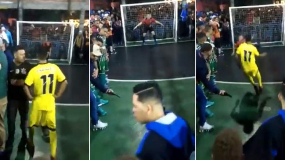 #Video Amenazan con pistola a jugador antes de cobrar penal