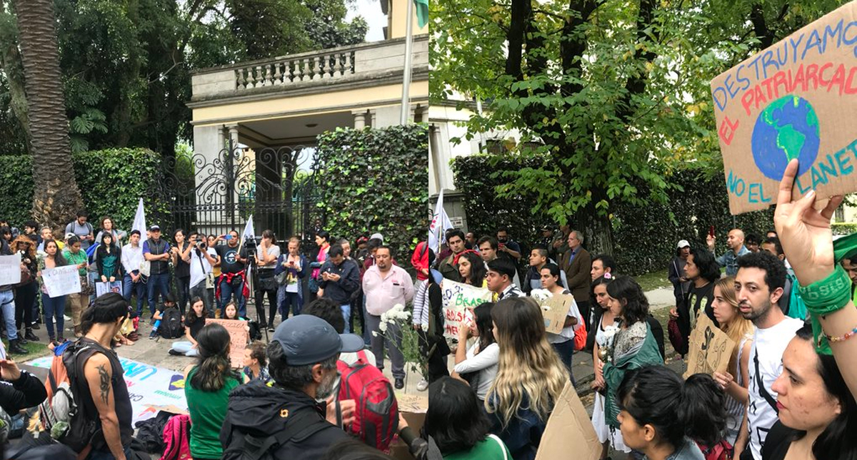Se manifiestan en la embajada de Brasil por incendios en el Amazonas Se manifiestan en la embajada de Brasil por incendios en el Amazonas
