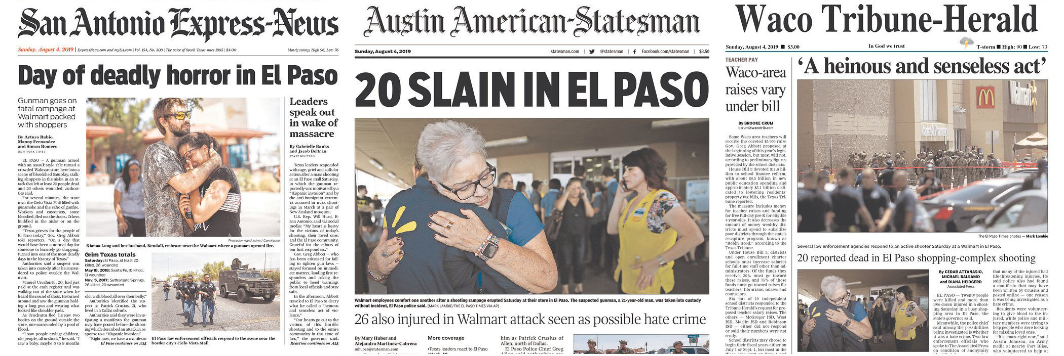 Periódicos de Texas dedican sus portadas a tiroteo en El Paso - titulares-sobre-tiroteo-en-texas-1
