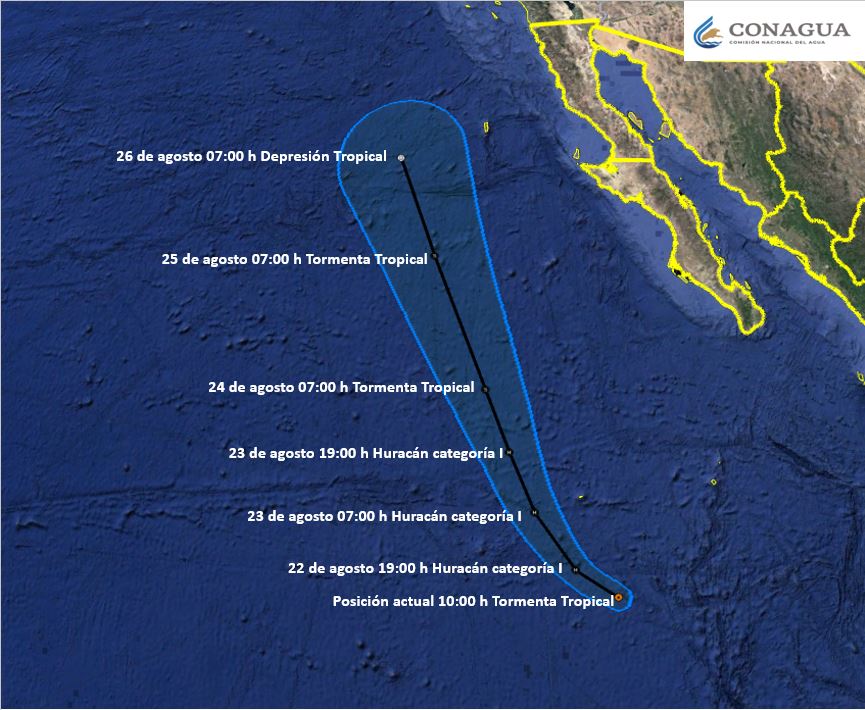 Cierran puerto de Cabo San Lucas por tormenta tropical Ivo - trayectora-de-ivo