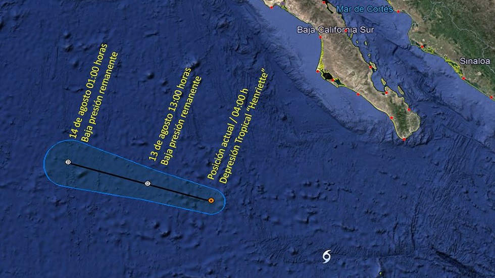 Henriette se degrada a depresión tropical en el Pacífico - trayectoria-de-depresion-tropical