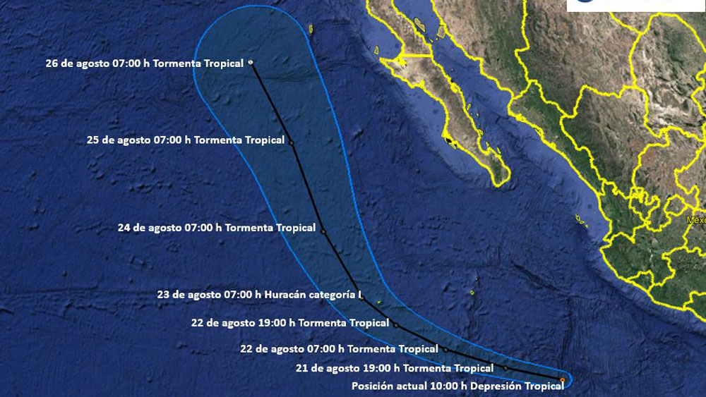 Se forma depresión tropical 10-E en costas de Jalisco y Colima - trayectoria-de-la-depresion-tropical-10-e