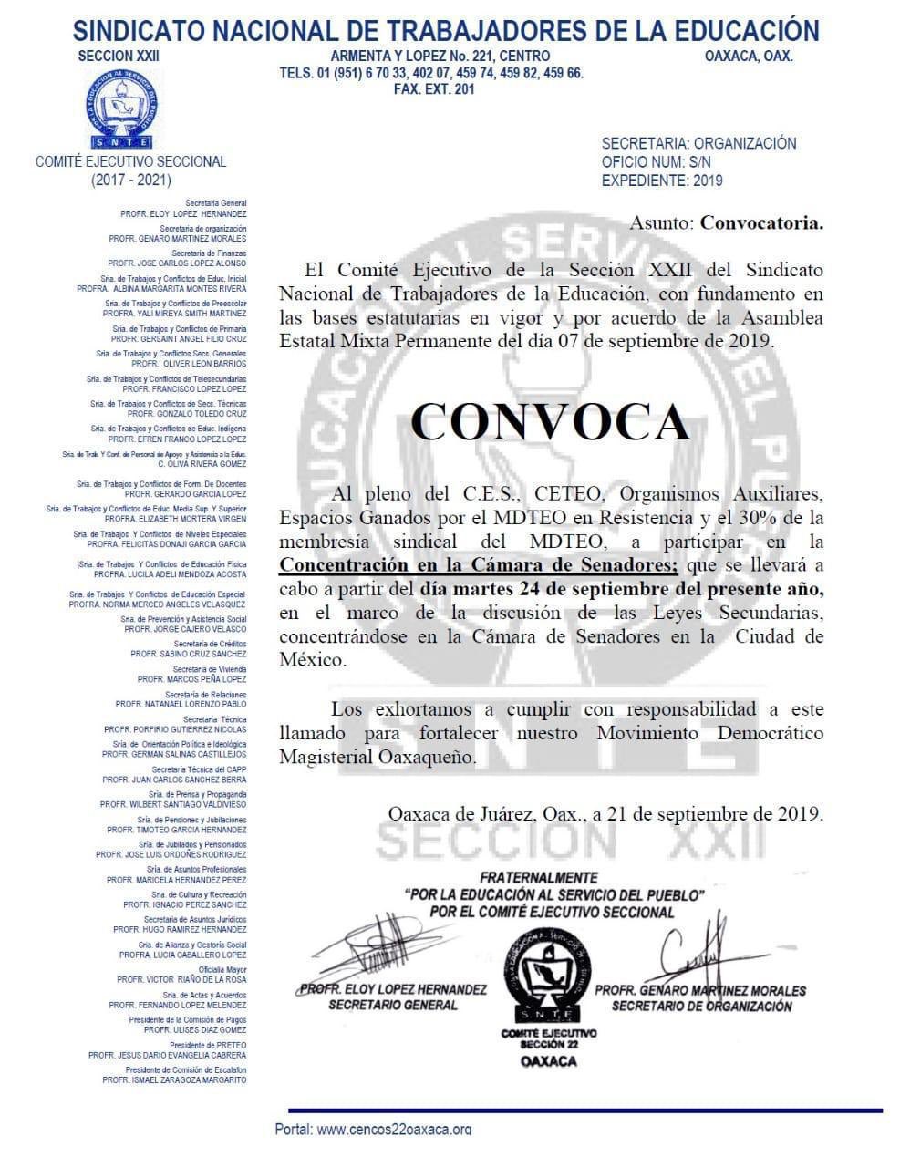 CNTE convoca a nuevo plantón, ahora en el Senado - cnte-convoca-a-planton-en-el-senado