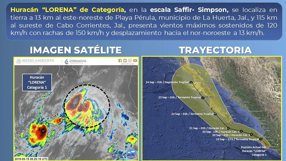 Lorena toca tierra al noreste de Playa Pérula, Jalisco