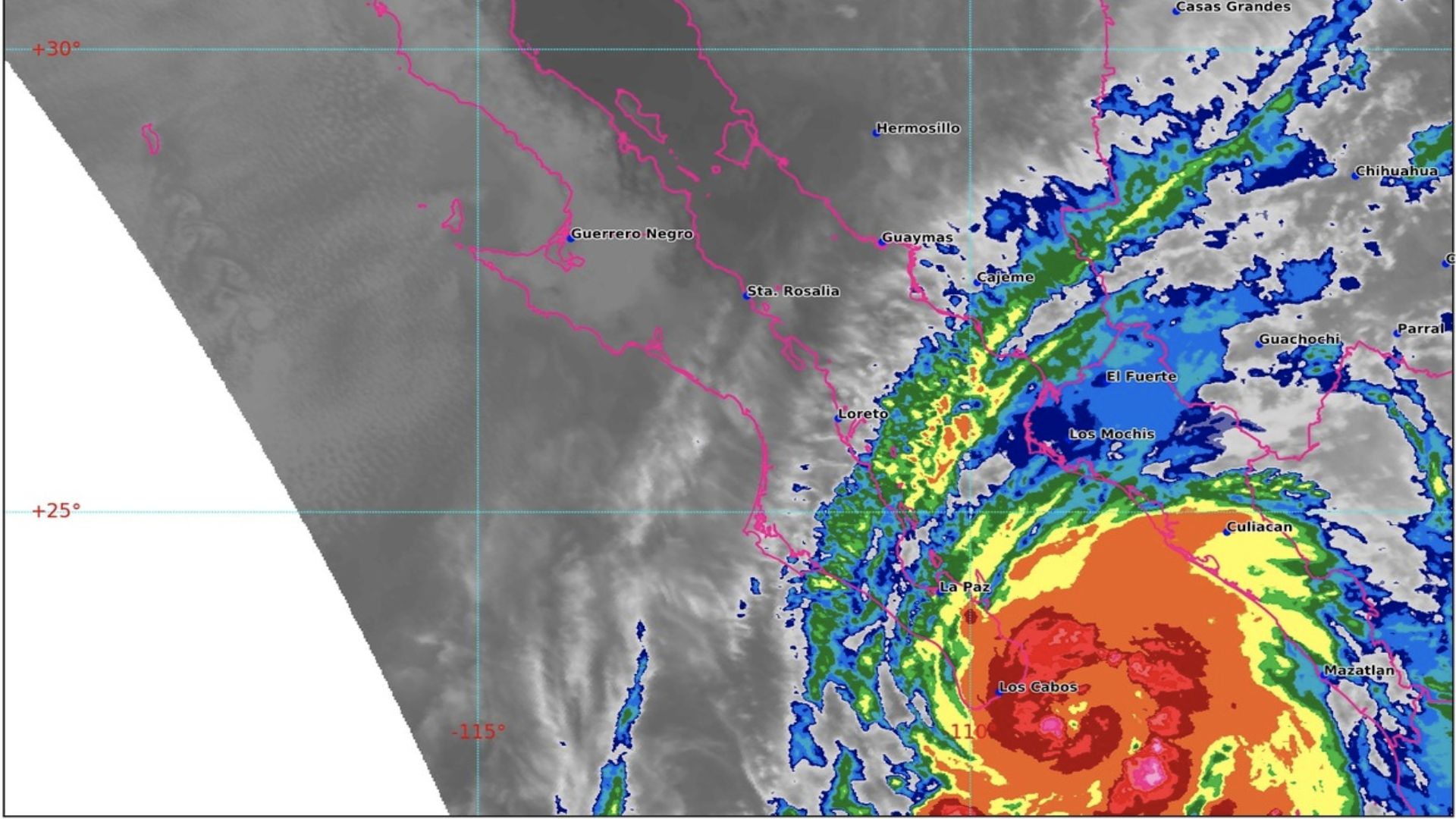 Huracán Lorena, muy cerca de golpear la costa de BCS