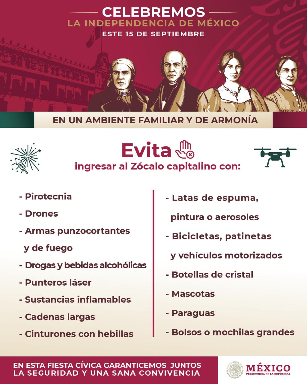 Recomendaciones por los festejos del 15 de septiembre en el Zócalo - recomendaciones-festejos-15-de-septiembre