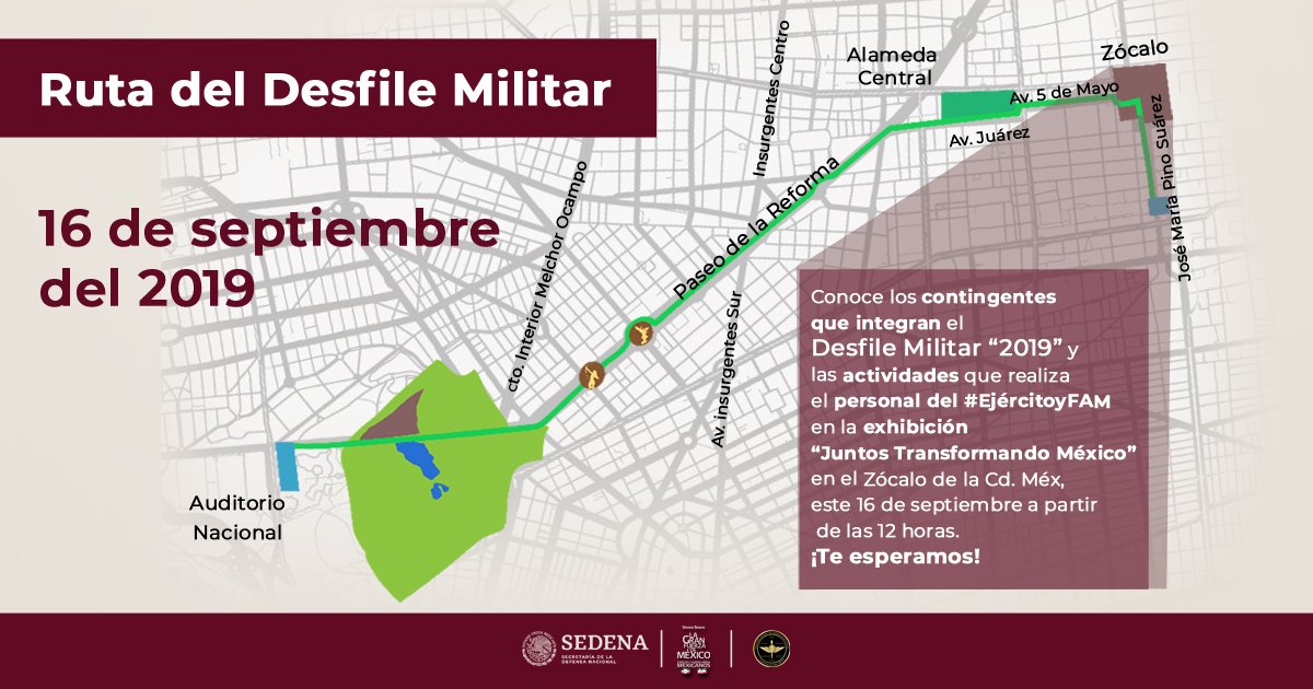 Las calles que estarán cerradas por desfile militar en la CDMX - ruta-del-desfile-militar-2019