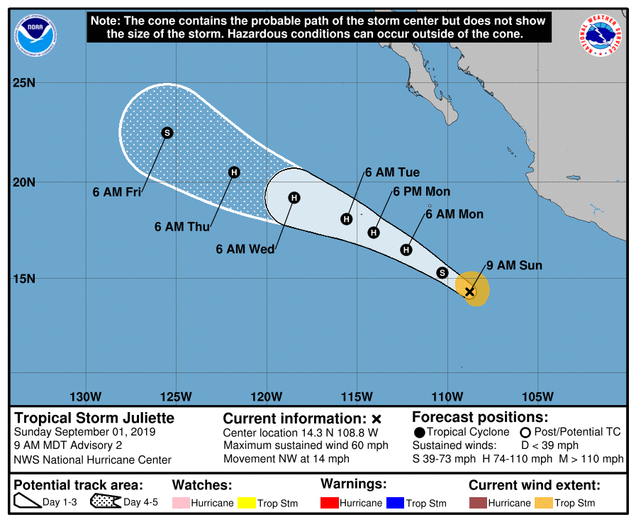 Se forma la tormenta tropical Juliette en el Pacífico - tormenta-tropical-juliette