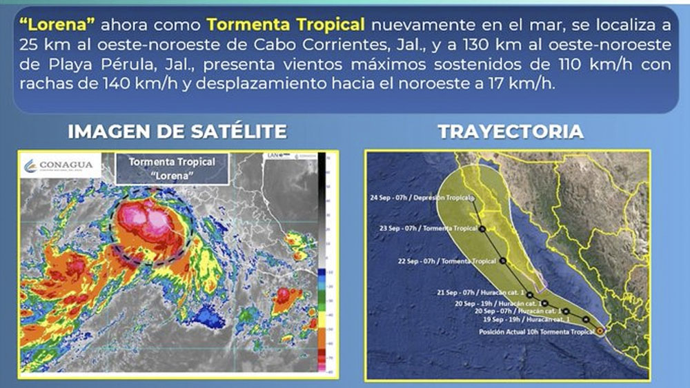 Lorena podría volver a ser huracán tras degradarse