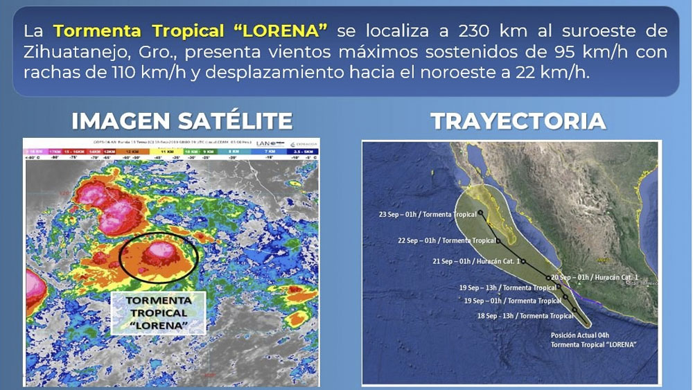 Lorena provocará lluvias intensas en Michoacán y Guerrero