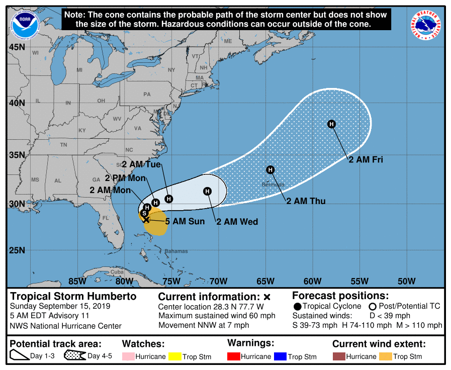 La tormenta tropical Humberto se aleja de Bahamas - tormenta-tropicla-humberto