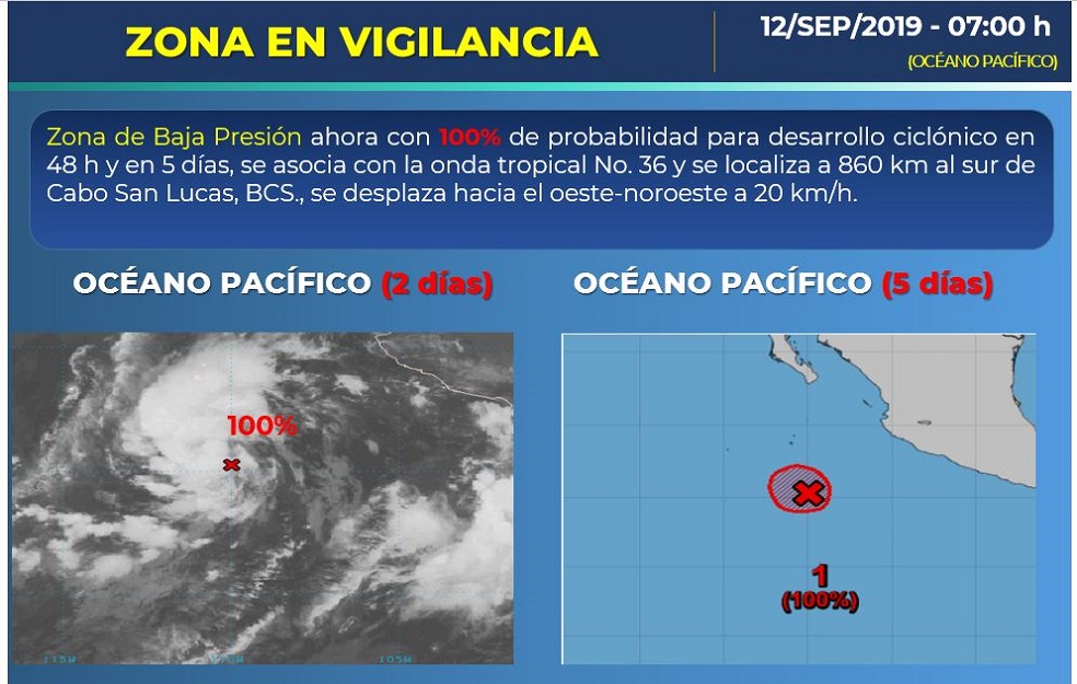 Nuevo ciclón se desarrollará en 48 h al sur de Cabo San Lucas - zona-de-baja-presion-en-el-oceano-pacifico