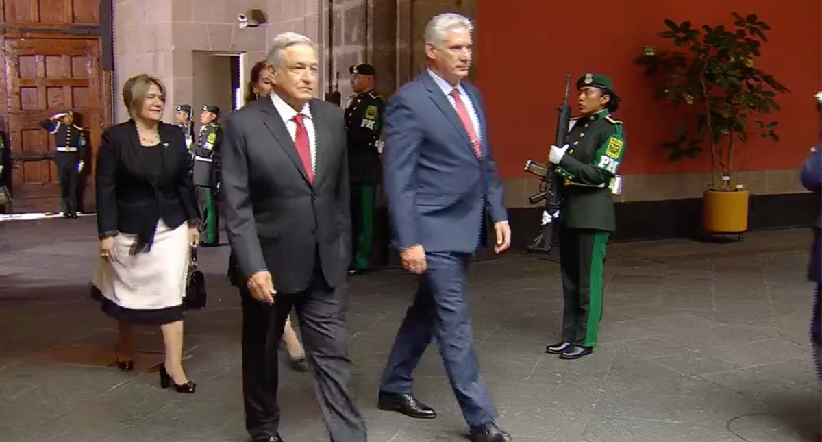 López Obrador recibe al presidente de Cuba en Palacio Nacional