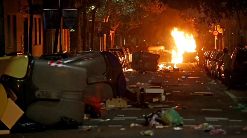 Nuevo día de protestas independentistas en Cataluña deja 14 heridos