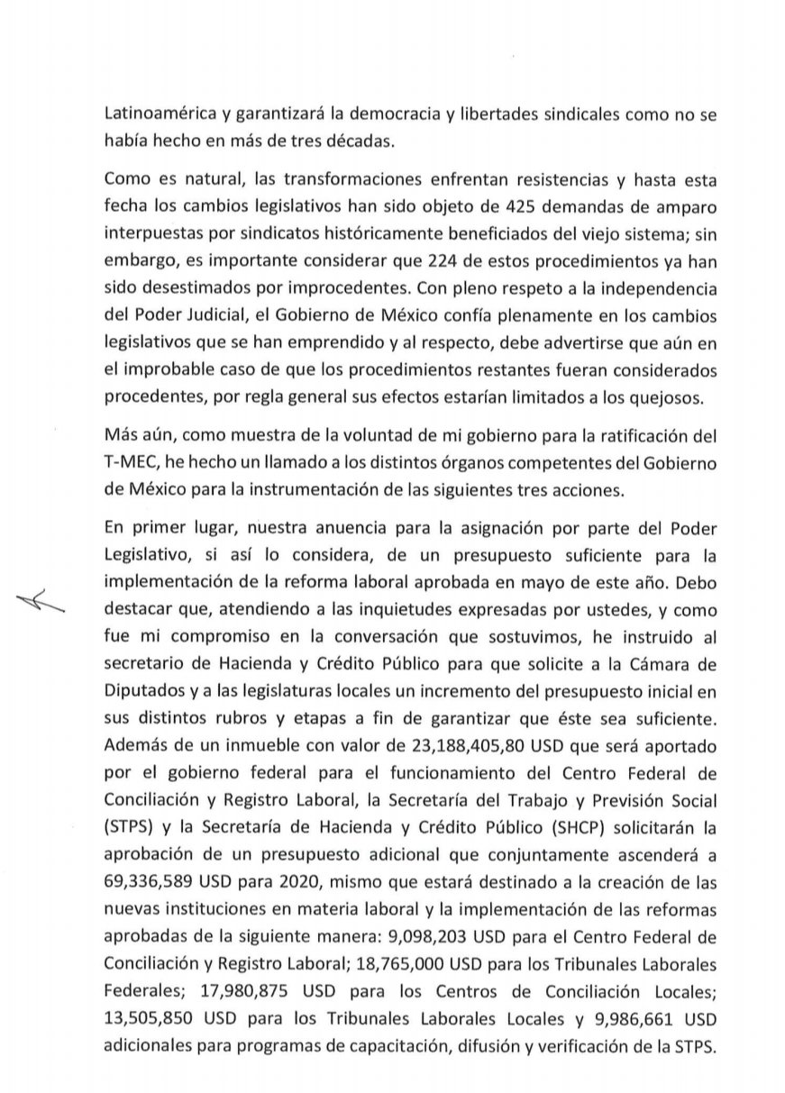 López Obrador promete a legisladores de EE.UU. mejorar salario mínimo en México - carta-obrador-democratas-2