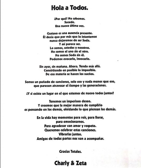 Integrantes de Soda Stereo harán homenaje a Cerati en gira por Latinoamérica - comunicado-de-charly-y-zeta-sobre-el-regreso-de-soda-stereo