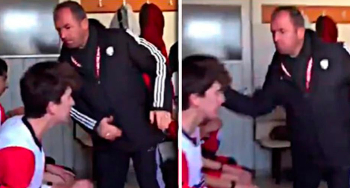#Video Director técnico cachetea a sus jugadores por ir perdiendo