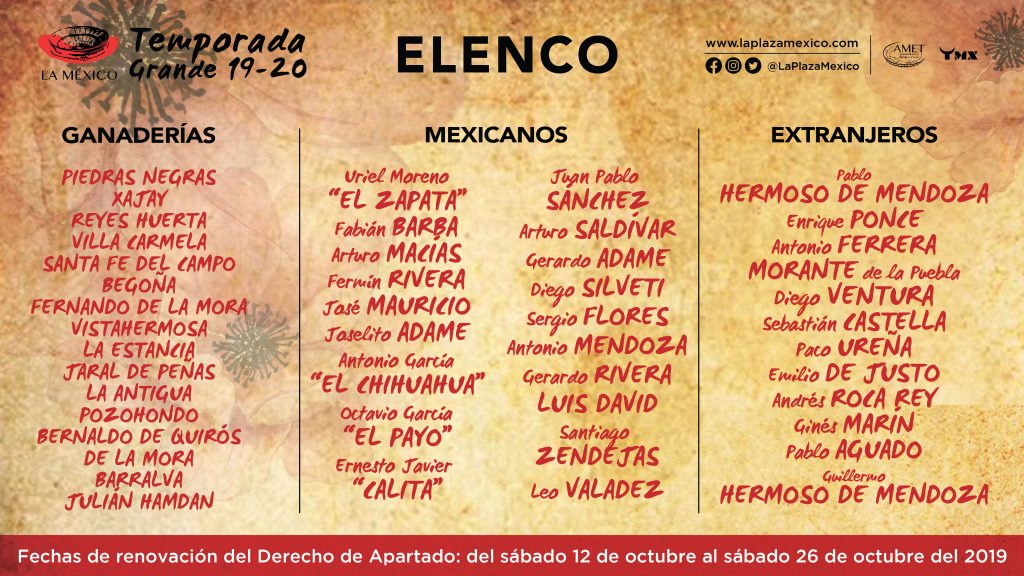 Listo el elenco para la Temporada Grande de la Plaza México 2019-2020 - fe