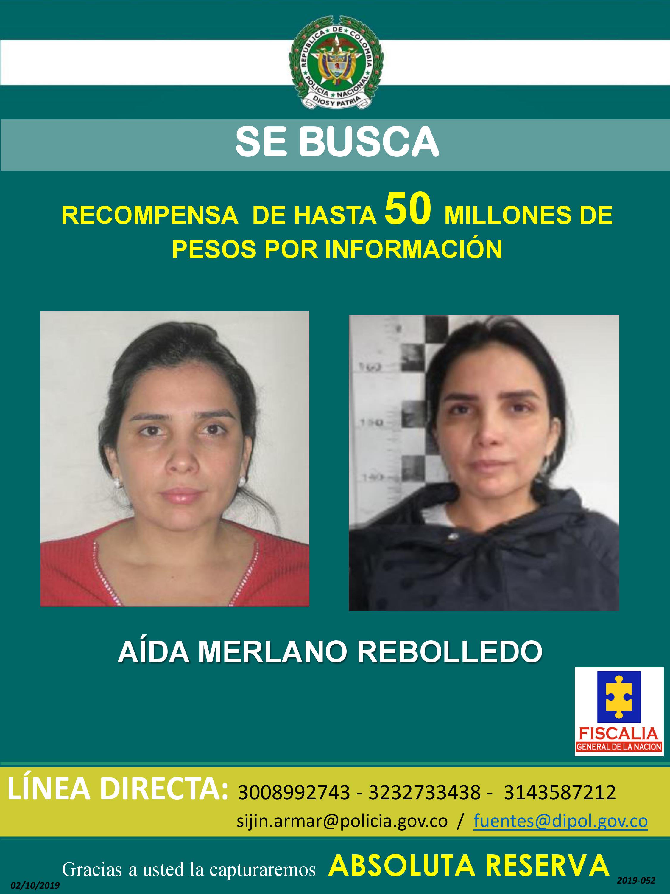 Detienen a hija de ex congresista colombiana que se fugó de prisión - ficha-de-busqueda-de-aida-merlano-rebolledo