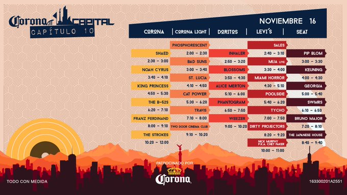 Dan a conocer horarios del Corona Capital 2019 - horarios-corona-capital-sab